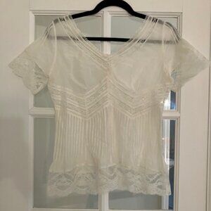 Silk/Cotton White Lace Blouse